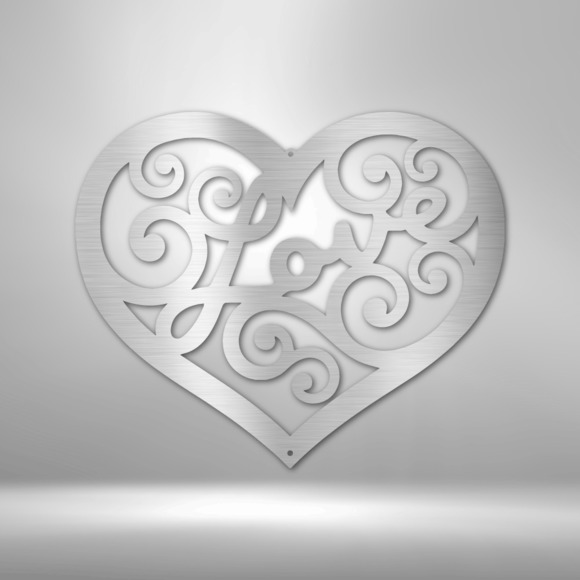 Love Swirl Steel Sign Laser Cut Powder Coated Home & Office Metal Wall Decor Mul